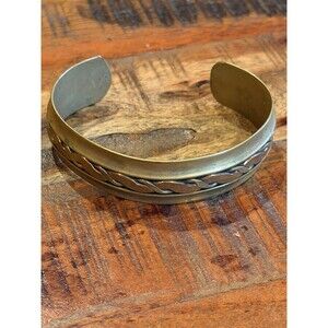 Vintage Brass Cuff Bracelet Twisted Design